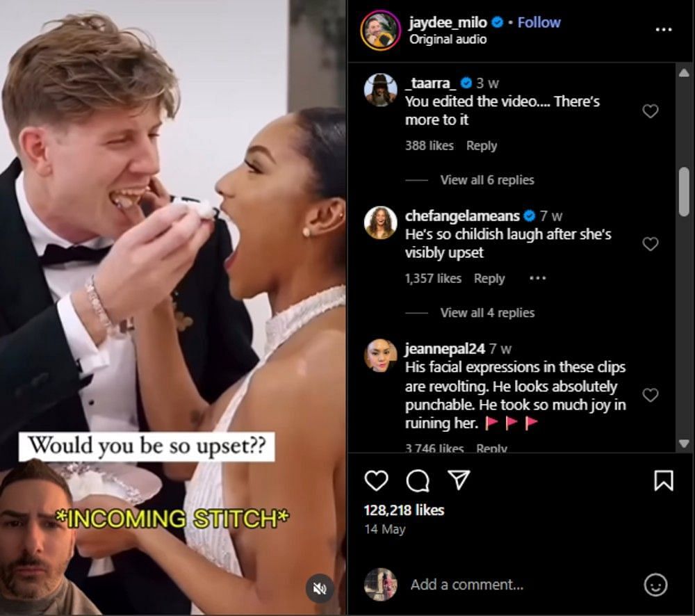 Screenshot of the Instagram post's comment section.
